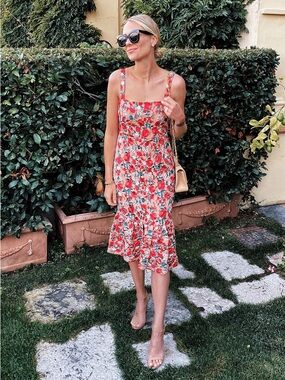NEW Lovers + Friends Under The Stars Midi in Dark Nude Floral Crocheted Size XS